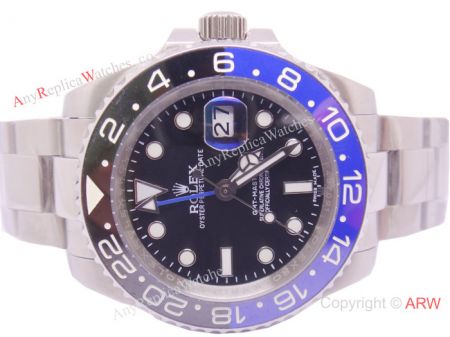 Replica Rolex Batman GMT-Master II SS Blue & Black Ceramic Bezel Watch 40mm